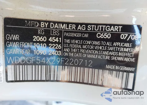 2009 Mercedes-Benz C 300 Luxury/Sport from USA, damaged, VIN WDDGF54X29F220712